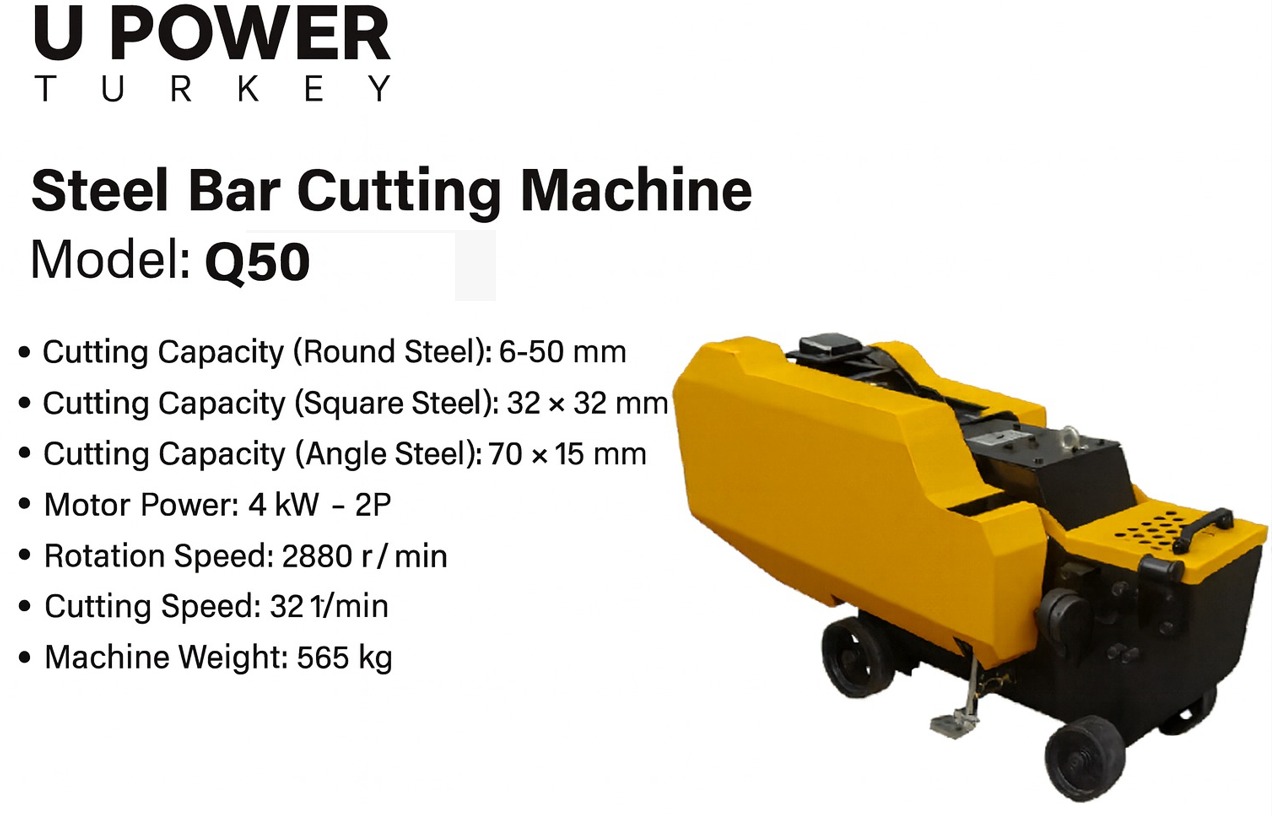 UPOWER TURKEY STEEL BAR CUTTING MACHINE 50MM. MODEL: Q50
