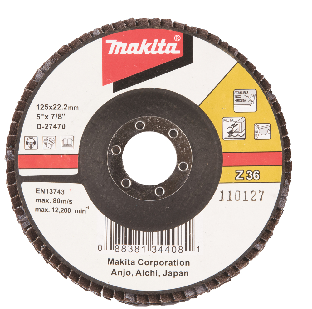 Flap disc 22.23 x 125mm, Z36