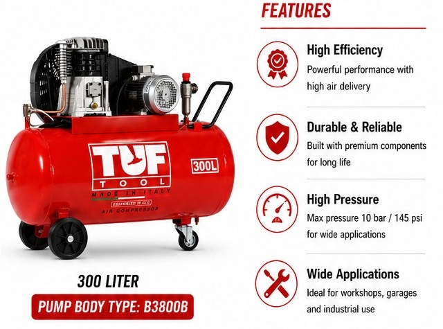 TUF TTCM14300-4 300LITER AIR COMPRESSOR 4HP