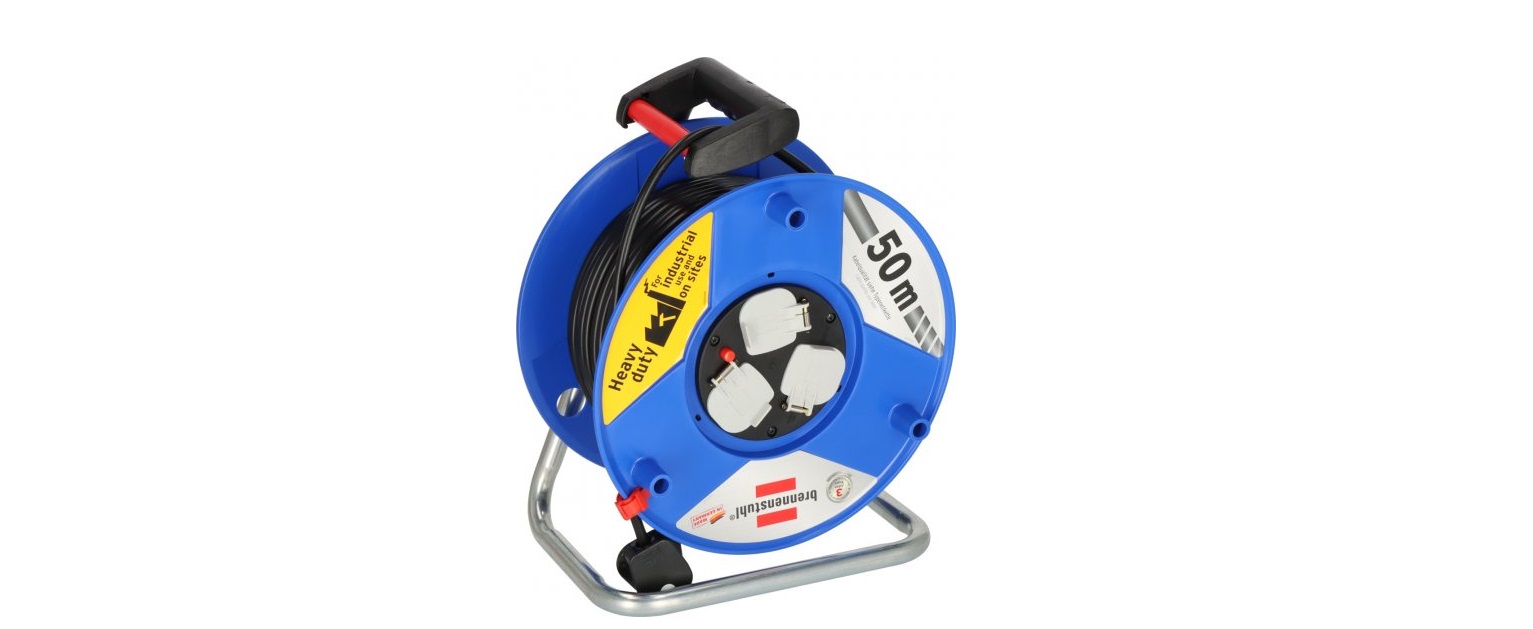 Brennenstuhl Extension Reel with 50m cable length and ergonomic handle